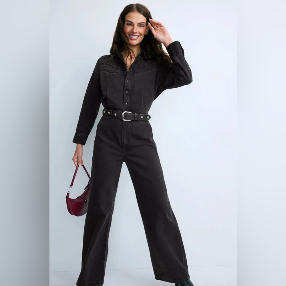 Levi's Rinoa Black jeans Wide Leg denim Jumpsuit size medium brand new